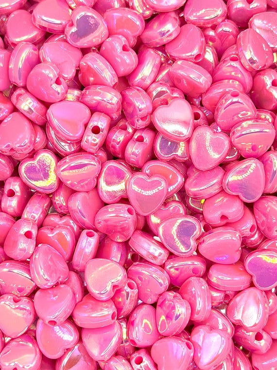 Valentines Day Bubblegum Jelly Heart Beads – Pink Acrylic Heart
