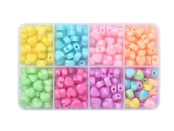 8mm Kawaii Candy Macaron Heart Beads, 7 Cute Colors, Bracelet Bead Supplies