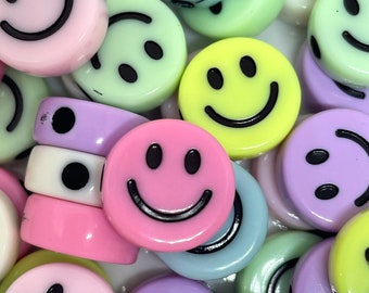 200pcs of 6x10mm Acrylic Yellow Smiley Face Beads,white Smiley