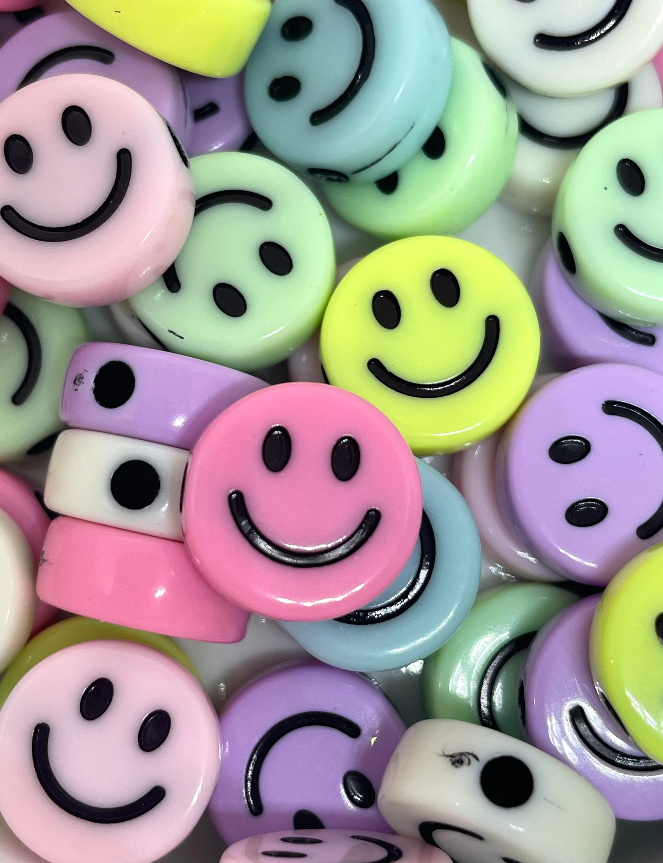 VERTICAL HOLE Yellow Flat Round Smiley Face Beads (6mm/8mm/10mm/12mm/1 –  TinySupplyShop