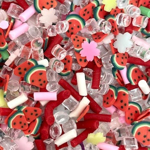 Wassermelone Fake Sprinkle Mix, Obstscheiben Slime Toppings, Mix-Ins für Schleim, Kunststreuseln, Decoden, Nailart