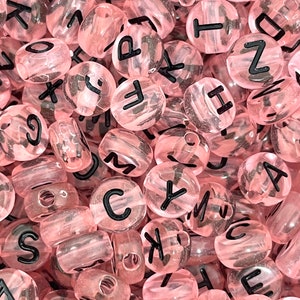 Translucent Pink Letter Beads for Bracelet, Light Pink Alphabet Beads for  Jewelry Making, Cute Pink Letter Beads, Pink Coin Letter Beads 