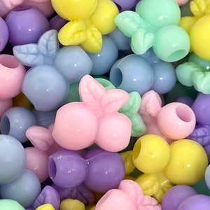 Pastel Cherry Beads, Spring Beads, Easter Beads, Pastel Beads for Jewelry Making, Kawaii Beads, Dolly Kei Beads, Cherry Charm, Fruit Beads