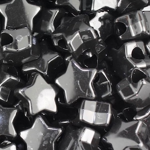 Black Star Pony Beads, black star beads, Choker Beads, Beads for Keyring, Black Beads