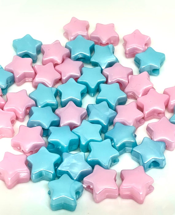 Pastel Stars Cotton Candy Mix, Baby Pink and Blue Star Beads, Kandi Beads,  Star beads, Spacer Beads, Pastel Mix DIY
