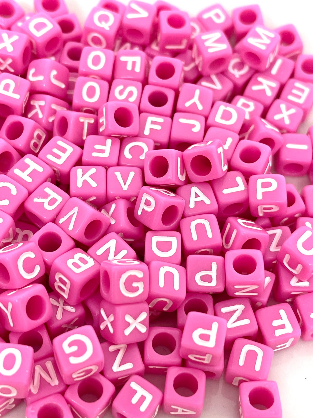Magenta Pink Letter Beads, Magenta Beads, Alphabet Beads for Name Jewelry,  Word Beads, Translucent Pink Jewelry -  Norway