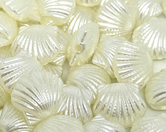 13mm Cream Mermaid Shell Beads, Kawaii Ocean Jewelry Supplies