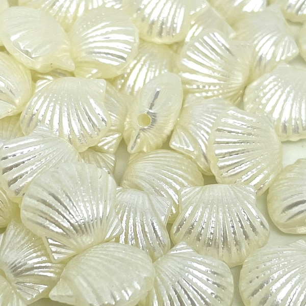 13mm Cream Mermaid Shell Beads, Kawaii Ocean Jewelry Supplies