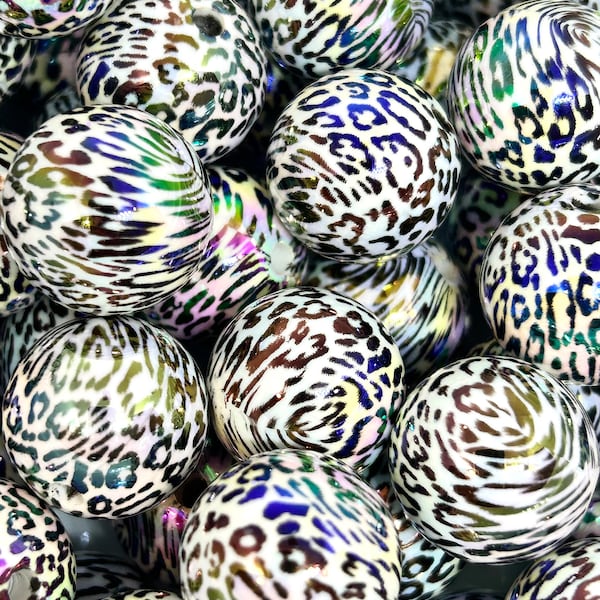 Chunky Iridescent Zebra Print Beads for Necklace