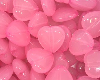 Light Pink Translucent Heart Beads - Lovely Jewelry Making Supplies