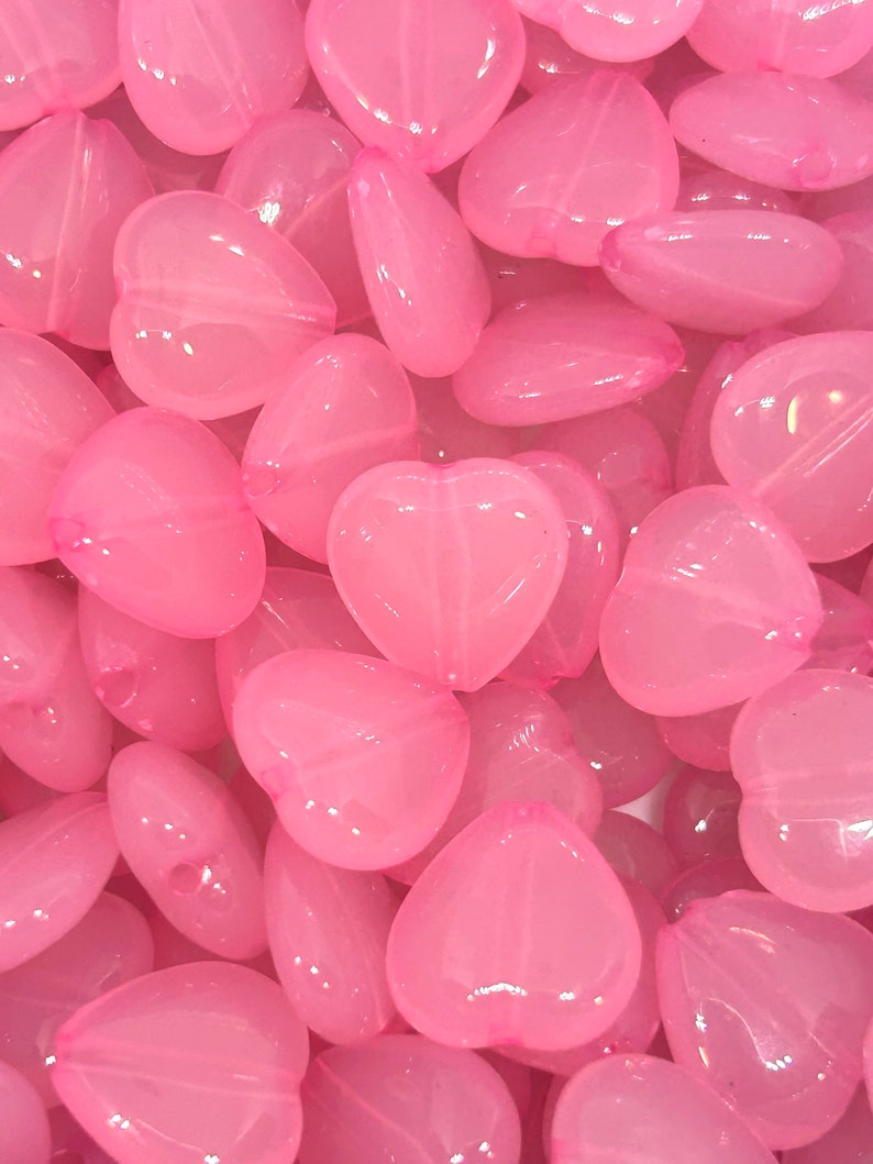 Light Pink Translucent Heart Beads Lovely Jewelry Making Supplies image 1
