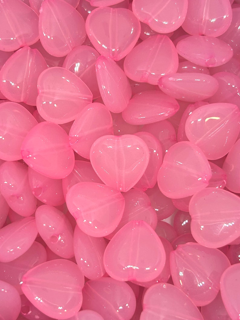 Light Pink Translucent Heart Beads Lovely Jewelry Making Supplies image 3