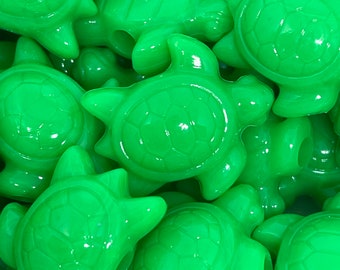 Bright Green Turtle Beads, Neon Green Turtle Charms for Jewelry Making, Green Themed, Ocean Beads, Pendant