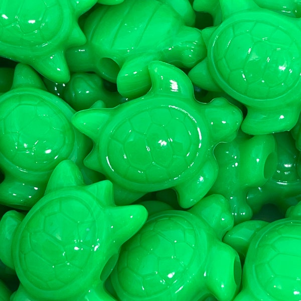 Bright Green Turtle Beads, Neon Green Turtle Charms for Jewelry Making, Green Themed, Ocean Beads, Pendant