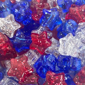 Cute Patriotic Sparkle Star Beads for USA, America Beads, Fourth of July, 4th of July Jewelry, Independence Day Jewelry