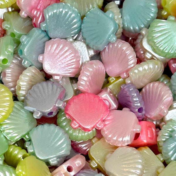 Iridescent Pastel Mermaid Shell Bead Mix - Perfect for Ocean-Themed Jewelry Designs