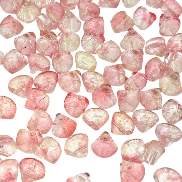 Glass Mermaid Seashell Beads with a Hint of Pink - Perfect for Ocean-Themed Jewelry Designs