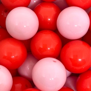 Cutie Bead Set, grobe Valentinstag Perlen, rote und rosa Perlen zur Schmuckherstellung, große Perlen 20 mm Bubblegum Beads