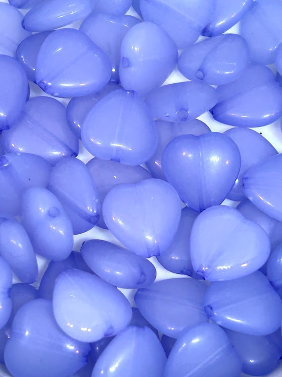 Periwinkle Blue Heart Beads - 14mm Crafting Material