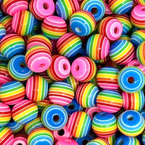Bubblegum Rainbow Striped Bracelet Beads