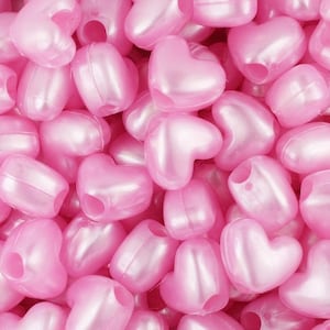Baby Pink Pearlized Heart Pony Beads, Kandi Beads, Heart beads, Spacer Beads, DIY Beads