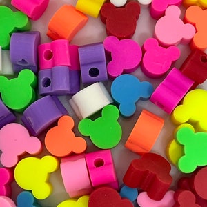 Tiny Bright Colored Mouse Head Beads, Clay Beads for Disney Bounding, Disneyland, Disney World