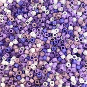 2mm Tiny Purple Lilac Themed Bead Assortment, Purple Miyuki Seed Beads, Delicate Glass Beads for Bracelet