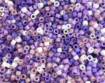 2mm Tiny Purple Lilac Themed Bead Assortment, Purple Miyuki Seed Beads, Delicate Glass Beads for Bracelet