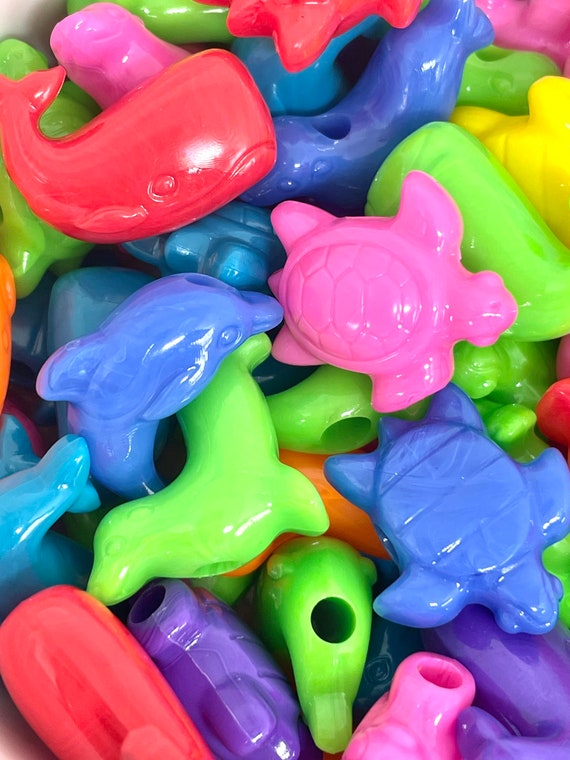 Translucent Rainbow Dolphin Bead Mix for Jewelry Making, Animal Charms