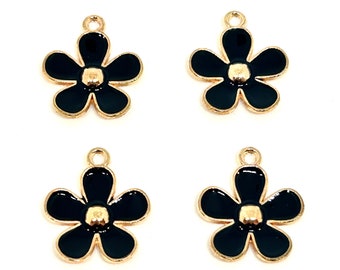 Elegant Black Daisy Charms for DIY Jewelry Making and Crafts