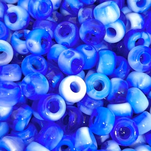 Dark Blue & White Marbled Pony Beads - Ideal for Kandi Bracelet Designs
