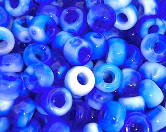 Dark Blue & White Marbled Pony Beads - Ideal for Kandi Bracelet Designs