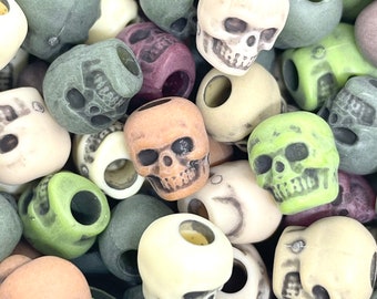 Cuentas de calavera de Halloween, cuentas espeluznantes para Halloween, cuentas para niños para Halloween, cuentas de esqueleto para pulsera, cuentas de Halloween de agujero grande