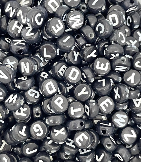 Black Letter Beads for Jewelry Making Black Alphabet Beads for