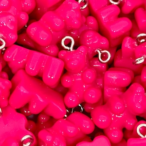 Hot Pink Magenta Resin Gummy Bear Pendant Charms