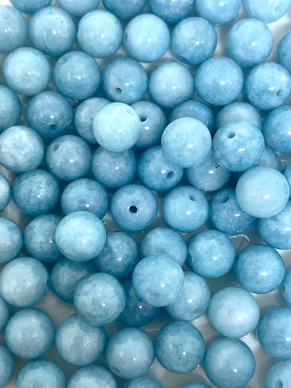 8mm Beautiful Ocean Blue Chalcedony Beads, Blue Beads for Jewelry