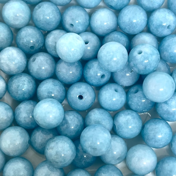 8mm Beautiful Ocean Blue Chalcedony Beads, Blue Beads for Jewelry Making, Sky Blue, Light Blue Color