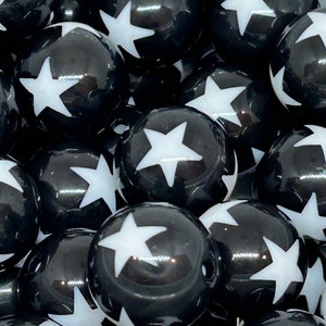 Chunky Black and White Star Beads