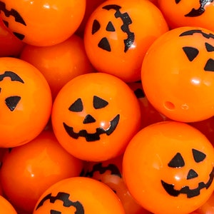 Chunky Halloween Beads, Jack O Lantern Beads, Pumpkin Beads, Jack-O-Lantern Charm, Pumpkin Charm, Halloween Jewelry, Goth Beads