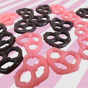 Sweet Pink and Chocolate Pretzel Kawaii Decoden Cabochons - 4 pc set