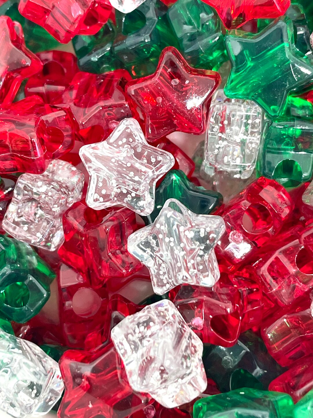 Christmas Beads for Garland, Glitter Christmas Bead Variety for the