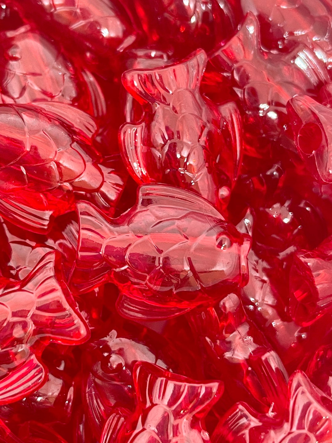 Red Swedish Fish Beads, Red Fish Beads, Ocean Beads, Sea Beads, Animal