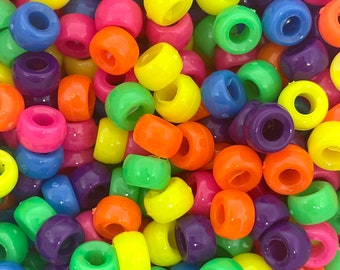 Mini Neon Bright Barrel Beads for Jewelry Making, Mini Pony Beads, Tiny Bright Colored Beads for Bracelet, Kandi Beads, EDM, Rave Jewelry