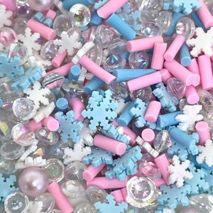 Christmas Snow Fake Sprinkle Mix, Clay Sprinkles, Frozen Faux Sprinkles, Slime Toppings, Decoden, Kawaii Sprinkles, Sprinkle Mix