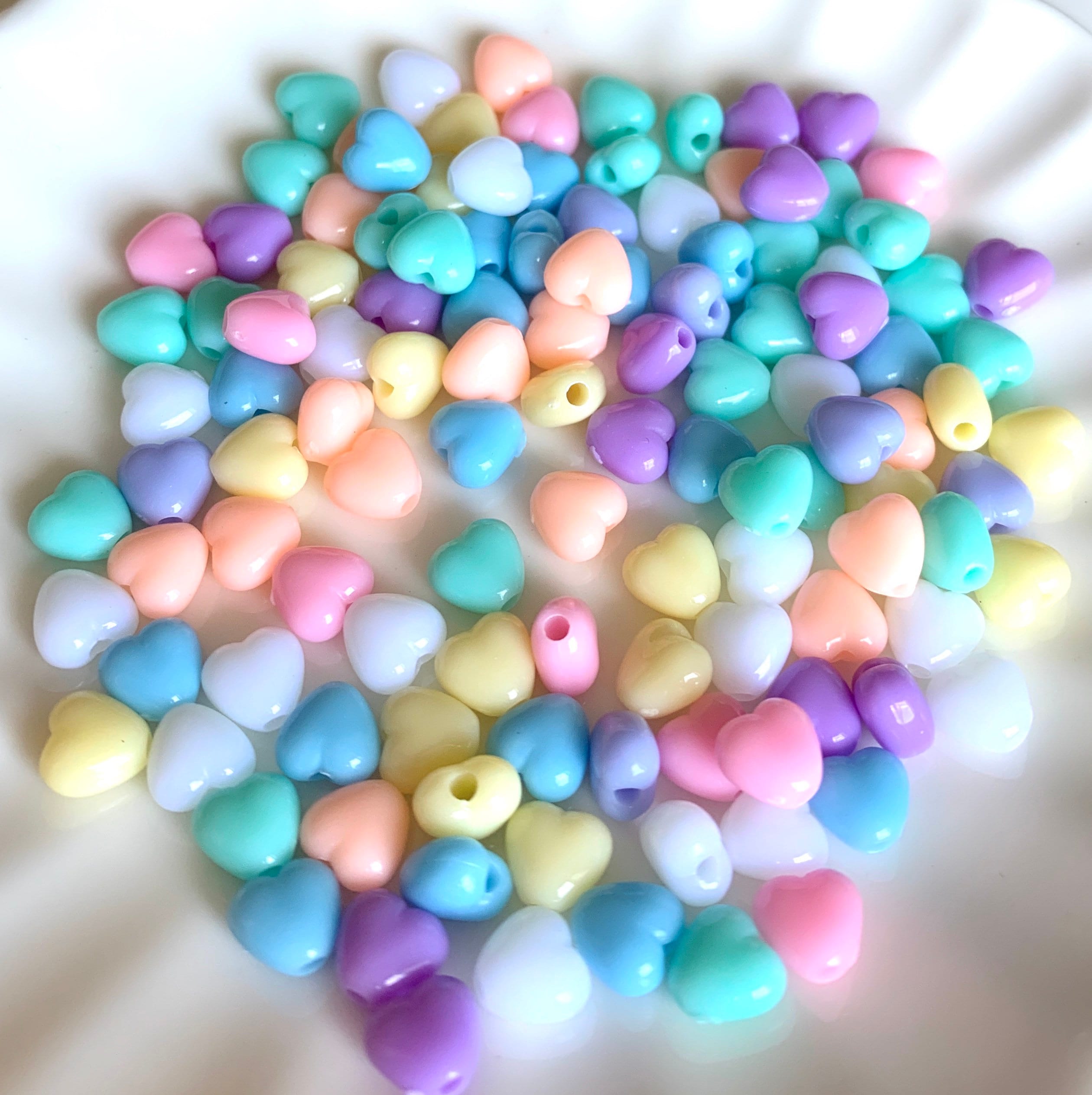 Tiny Beads Heart Beads Pastel Beads Pastel Heart Beads 7mm Etsy