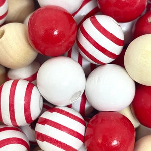 Peppermint Bead Mix for Holiday Garland, Christmas Themed Bead Assortment, Xmas Garland, Winter Bead Set