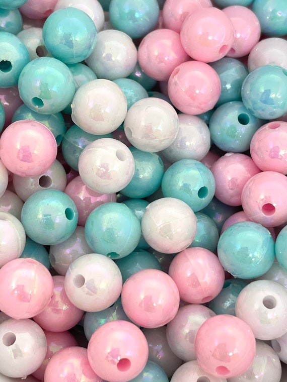 10mm Pastel Cotton Candy Bead Set Bubblegum Beads for Jewelry