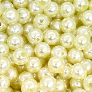 8mm Cream Colored Round Imitation Pearls - Exquisite Beads for Bracelets & Necklaces