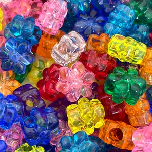Translucent Rainbow Flower Beads, Cute Beads, Kawaii Beads, DIY beads