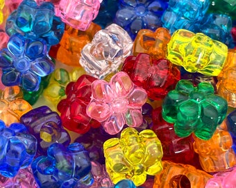 Translucent Rainbow Flower Beads, Cute Beads, Kawaii Beads, DIY beads